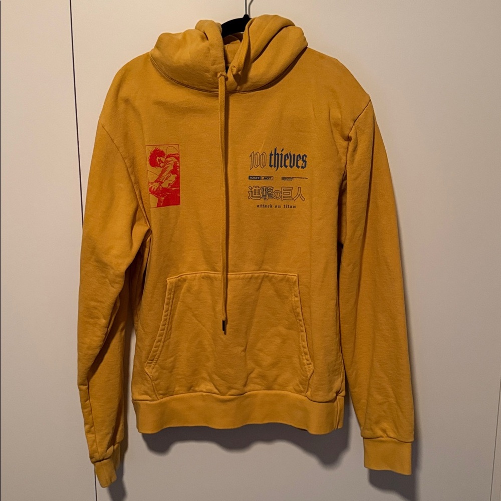 Yellow 100 Thieves x Attack On Titan Collab Hoodie